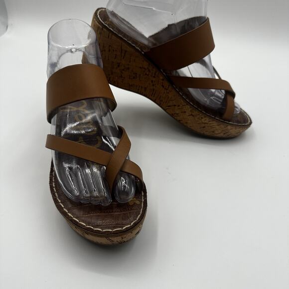 Sam Edelman Rayna sandals cork wedge tan women's 9 M - Picture 1 of 8